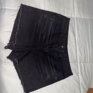 Forever 21 Black Jean Shorts with Frayed Hem